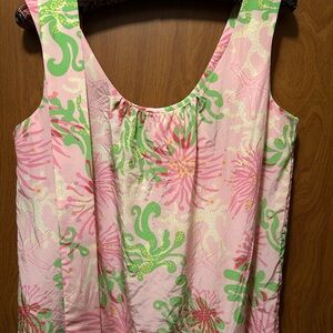 Beautiful Lilly Pulitzer Pink and Green Patterned Sleeveless top with sash
